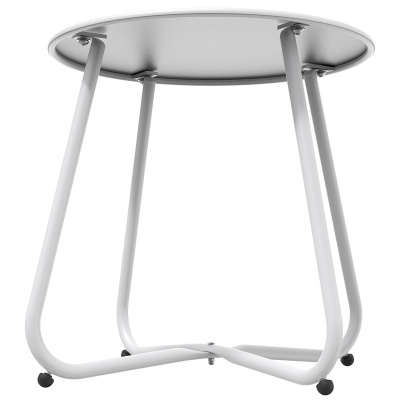 Ebern Round Outdoor Side Table, White
