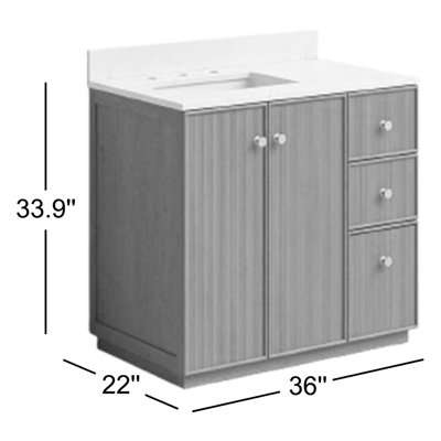 Amella 36 " W Free Standing Wall Mounted 1 Single Vanity Bathroom Vanity With Quartz Top with Mirror