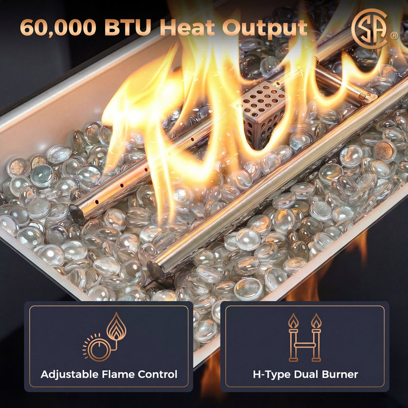 Watchet Outdoor Wicker Fire Pit Table, 60,000 BTU Rectangular Propane Fire Pit, Natural Gas Convertible Fireplace, Espresso