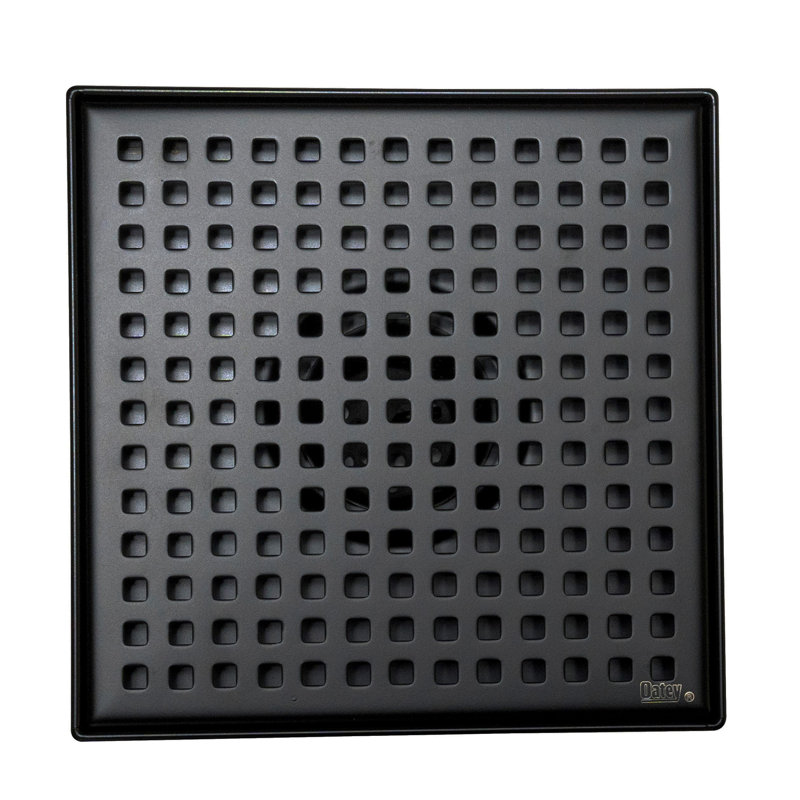 Drain de douche carré en acier inoxydable 6 po x 6 po noir mat, 6 po x 6 po, Noir mat