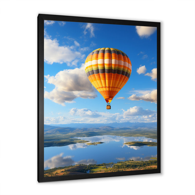 Décoration murale orange montgolfière Horizon III - Montgolfière, H 44 po x l 34 po x P 1,5 po, Cadre photo noir
