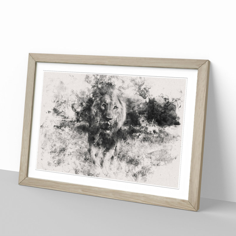 Lion Vol.5 - Picture Frame Graphic Art, 36cm H x 48cm W x 2cm D, Oak Framed