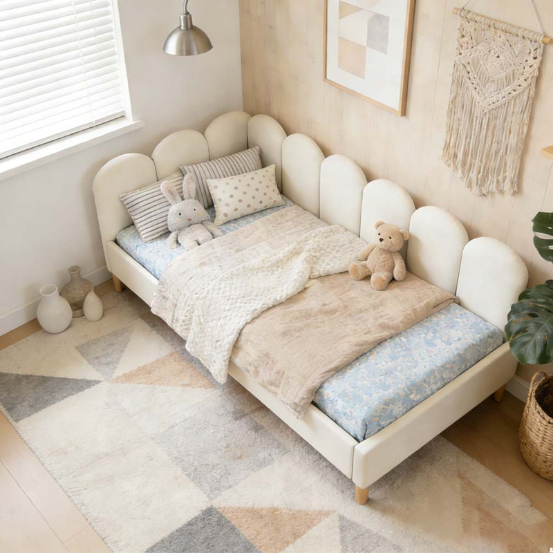 Lit de jour rembourré avec rangement, Beige