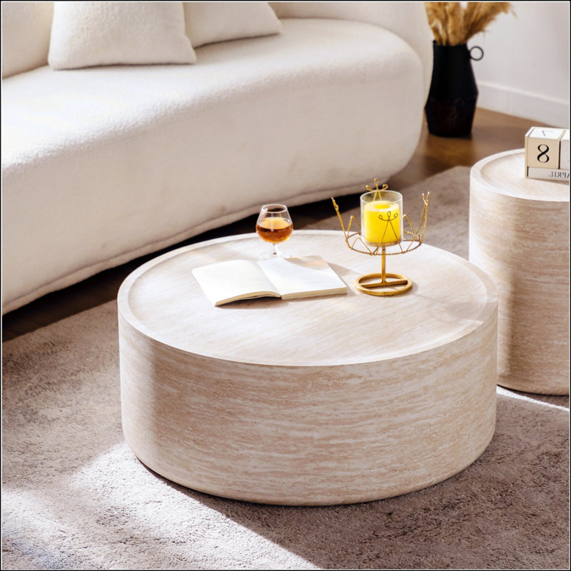 Table basse ronde de 31,5 po avec motif Mars, sans assemblage requis, parfaite pour le décor d'un salon ou d'un appartement