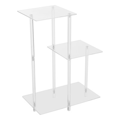 Clear Side Table With Open Storage Shelf(Square) by Wrought Studio
