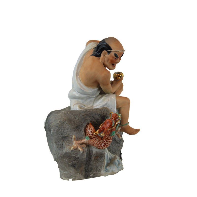 DC Chinese Kangxi Angry Man and Dragon Oriental Pottery Figurine
