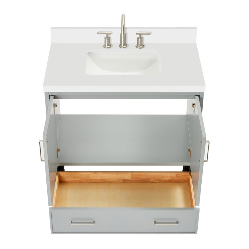Meuble-lavabo simple avec plateau Abshire 37, Gris