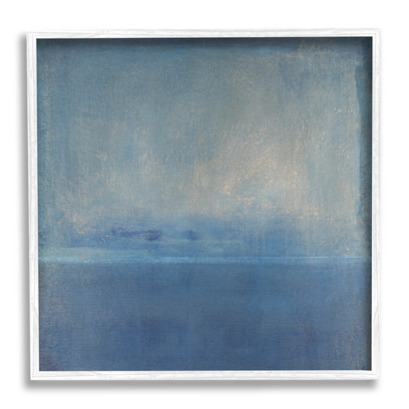 Art abstrait bleu sur estampe numérique par Tim Otoole, H 17 po x l 17 po x P 1,5 po, Giclée encadrée blanc bord de mer