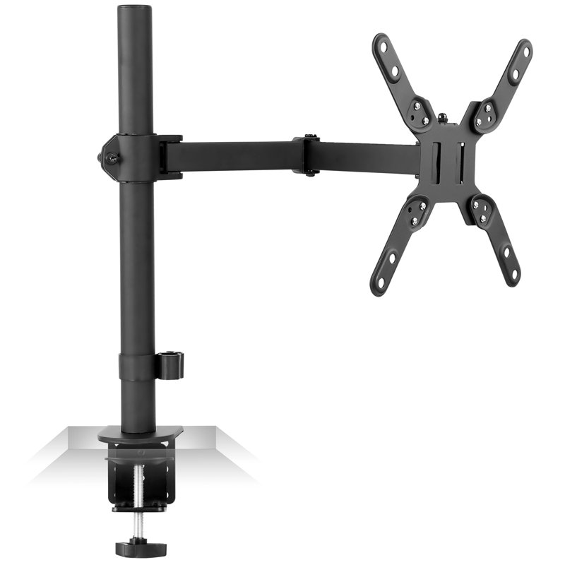 Black Adjustable Single Monitor Desk Mount with Full Motion Arm