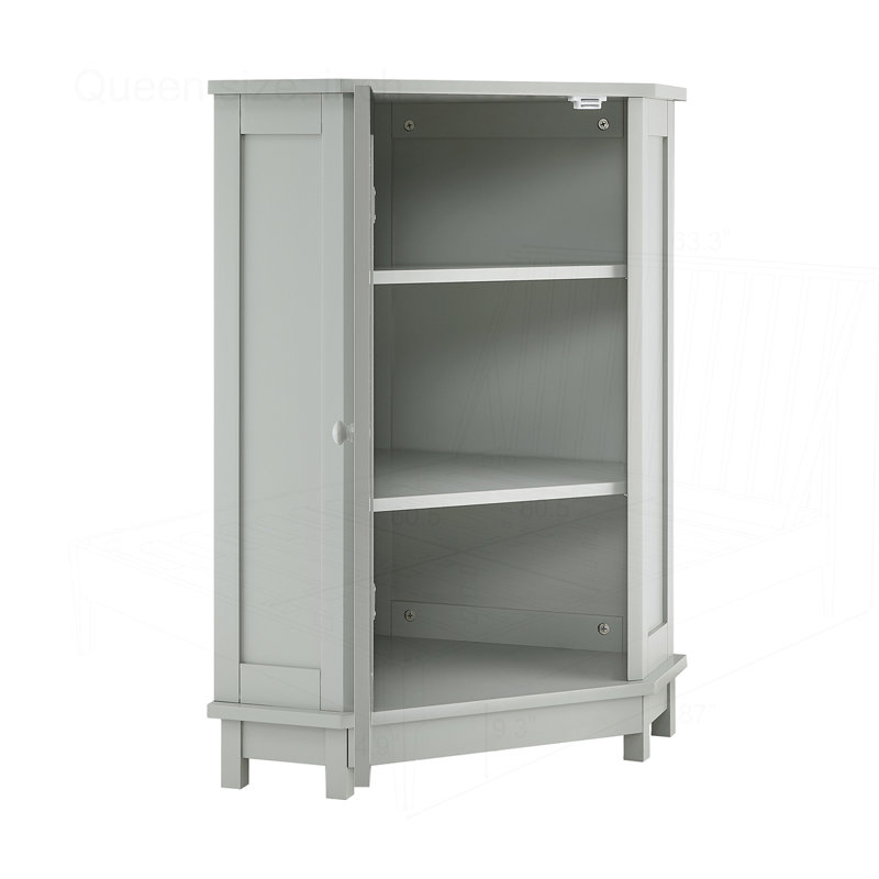 Armoire de salle de bain d'angle avec tablette réglable, Grey