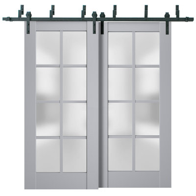 Veregio Frosted Glass Paneled Wood Sliding Closet Doors
