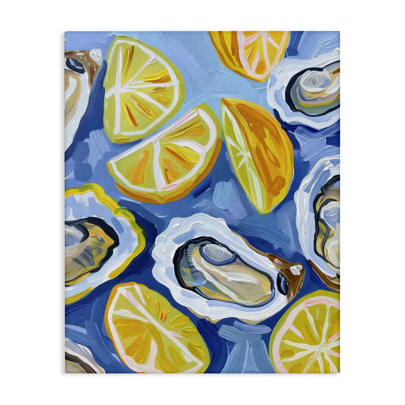 Art mural à motif de citron et d'huîtres par LSR Design Studio, H 20 po x l 16 po