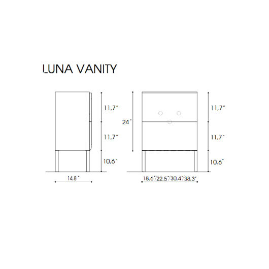 Ensemble de meuble-lavabo simple 23 po avec miroir Luna, Blanc lustré