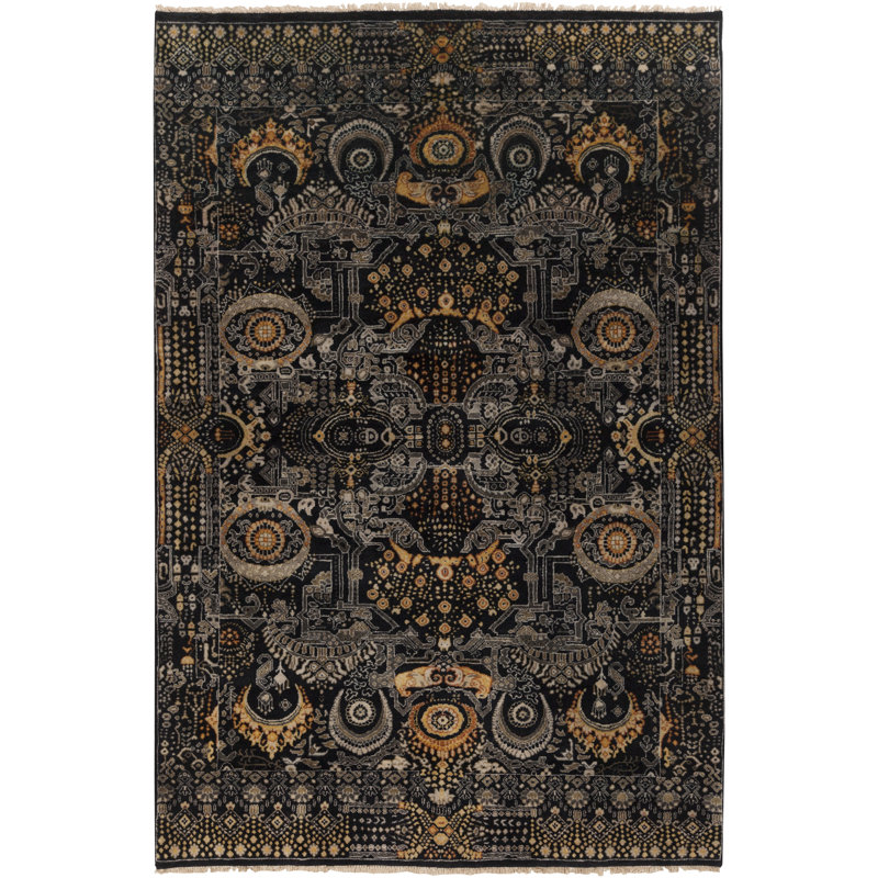 Empress Hand Knotted Wool Oriental Area Rug, Rectangle 9' x 13'