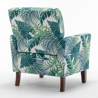 Fauteuil à motifs en mélange de polyester avec structure en bois de bouleau massif