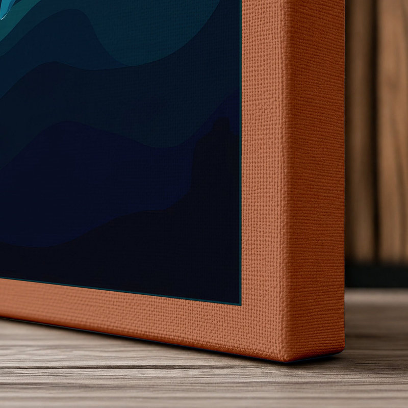 Whale Rising Coastal - Wrapped Canvas, 18x12 - 45.7 x 30.5 cm, Terracotta Border