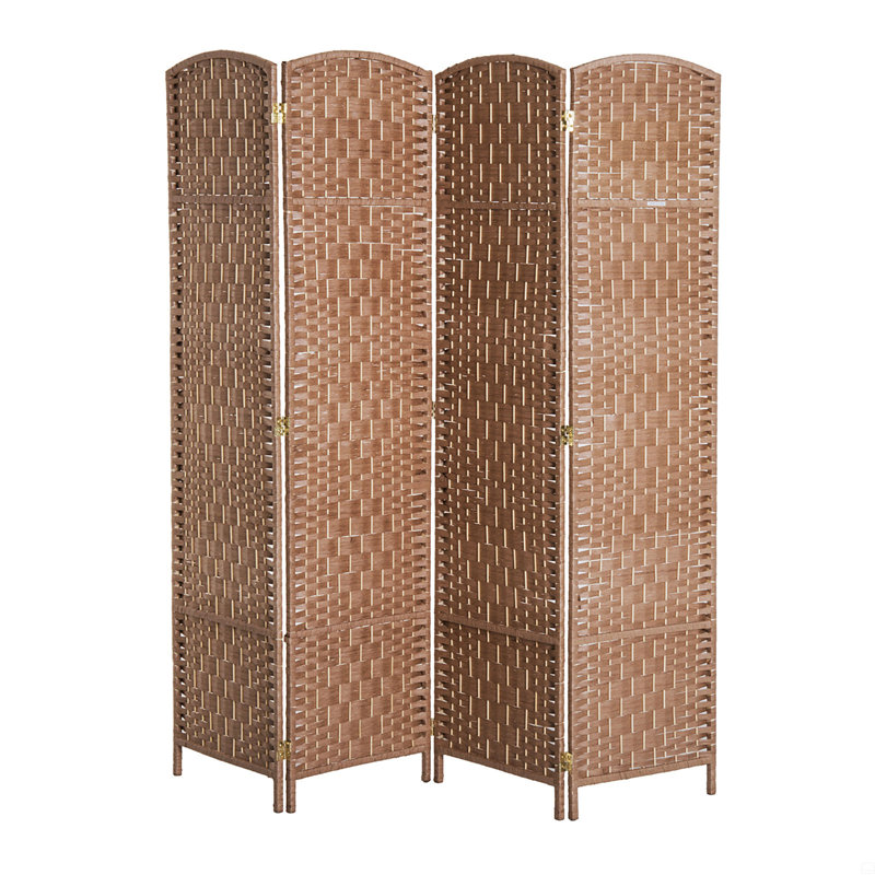 Paravent 4 panneaux Tall Wicker Weave, Brun