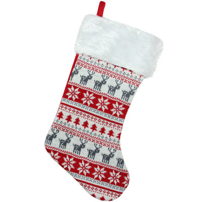 Chaussette de Noël 19 po Red and White
