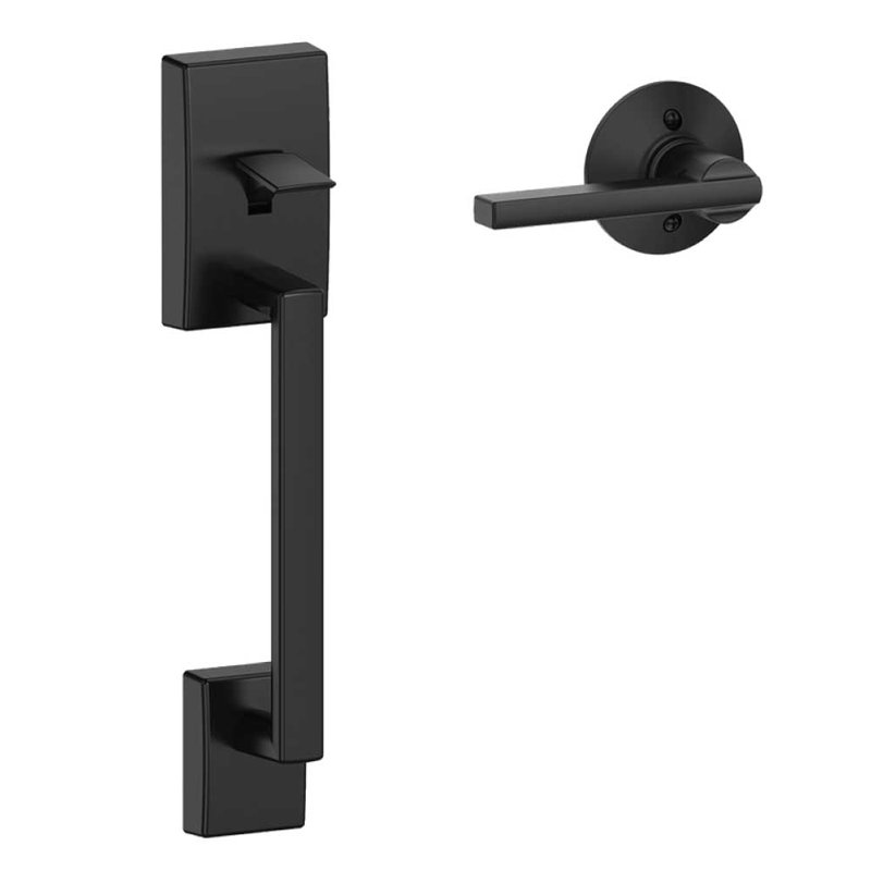 Century Lower Half Handleset and Latitude Door Lever Set (Deadbolt Sold Separately), Satin Chrome, Yes