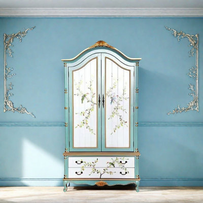 Armoire classique pastorale bleue et blanche