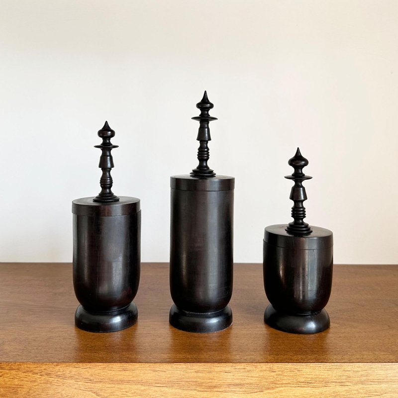 Ebony Wood Collection Wood Jar, 9.5"