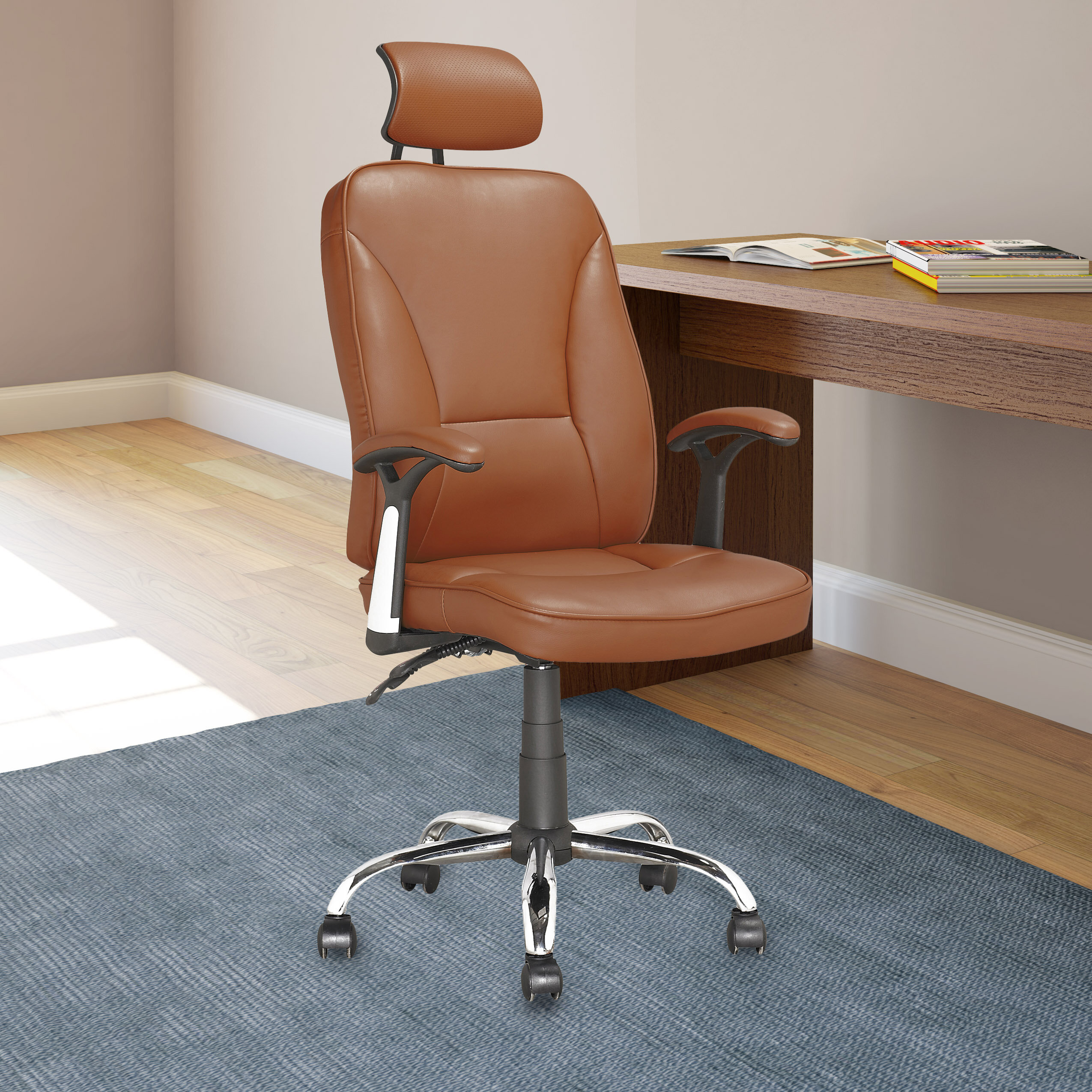 Montes Jett Executive Office Chair, Reclining Backrest, Retractable Footrest The Twillery Co. Upholstery Color: White