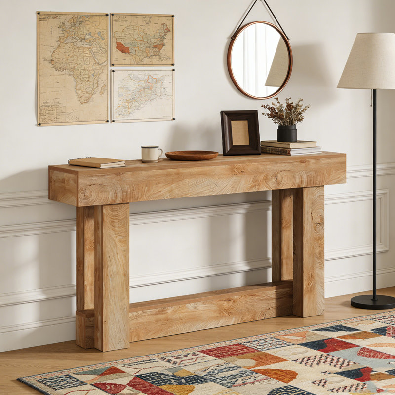 Farmhouse 2-Tier Entryway Sofa Table with U-Shaped Base