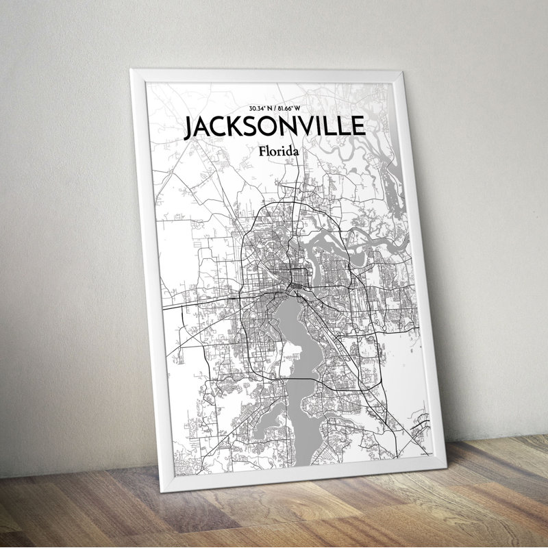 Jacksonville City Map - No Frame Print, 60.2cm H x 27.9cm W