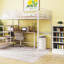 Lit mezzanine double en métal avec bureau et échelle de rangement latérale