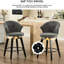 Tabouret de bar pivotant de 25 po de hauteur (2 personnes), gris foncé, bois massif, tissu chenille, pieds réglables pour la maison et la cuisine, hauteur réglable en gris 2, fabrication en bois, revêtement, salle à manger-1246106984