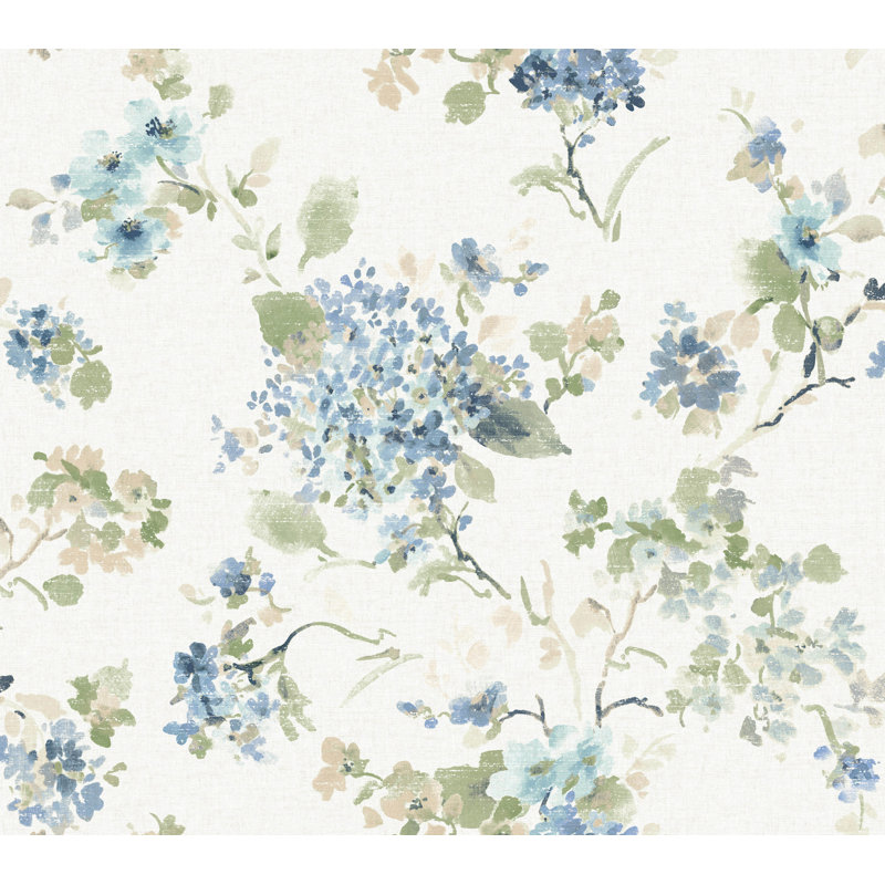 Papier peint à fleurs Veiled Garden, Bleu