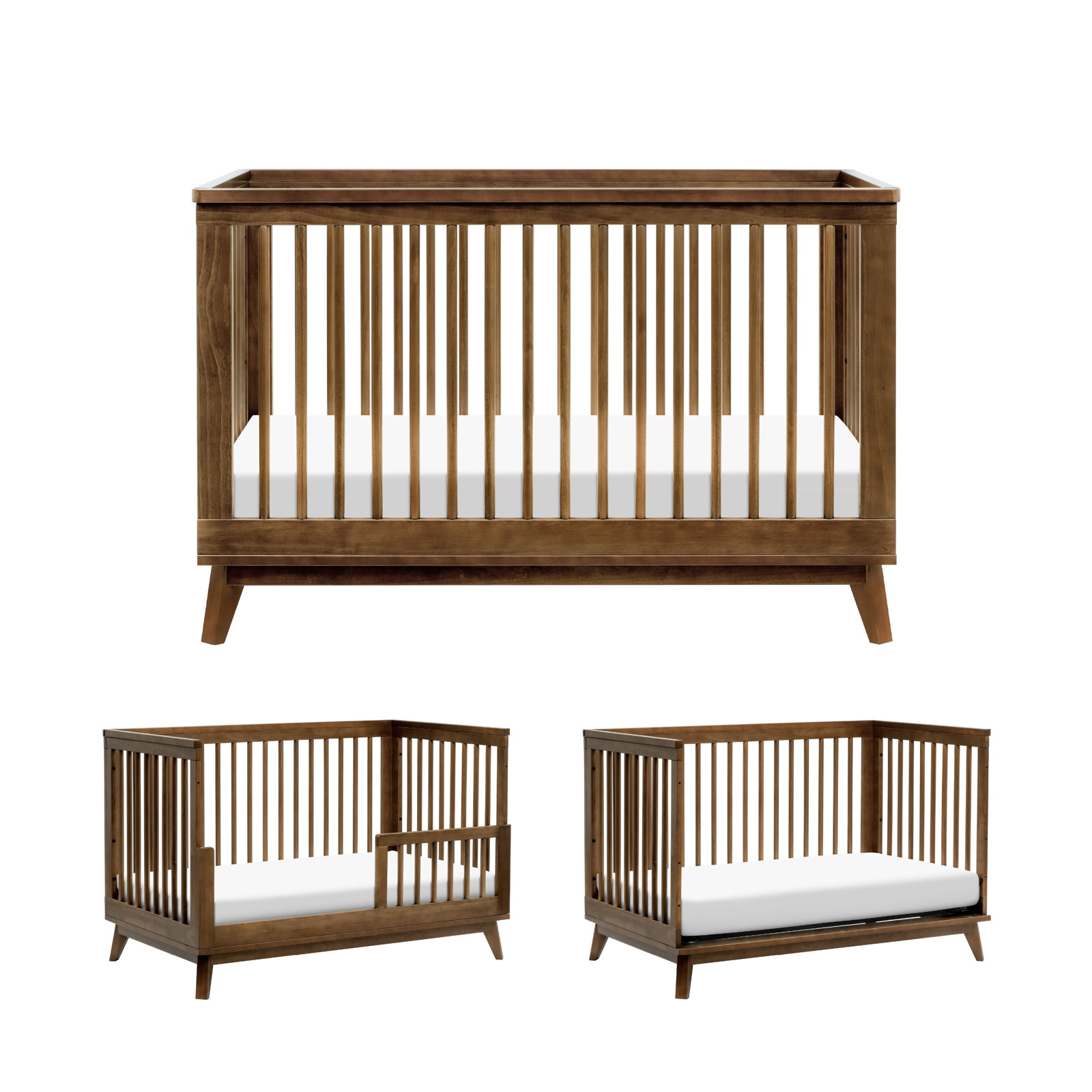 Scoot Pine 3-in-1 Convertible Crib, Natural Walnut