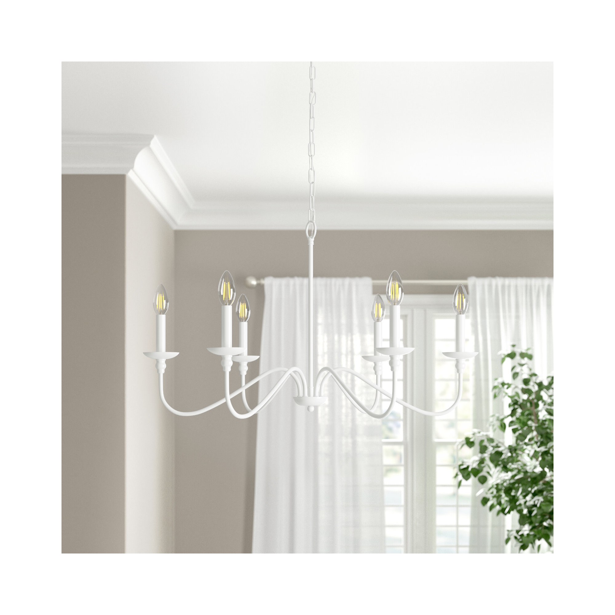 Ableton 6 - Light Candle Style Classic / Traditional Chandelier, 18" H x 30" W x 30" D, White