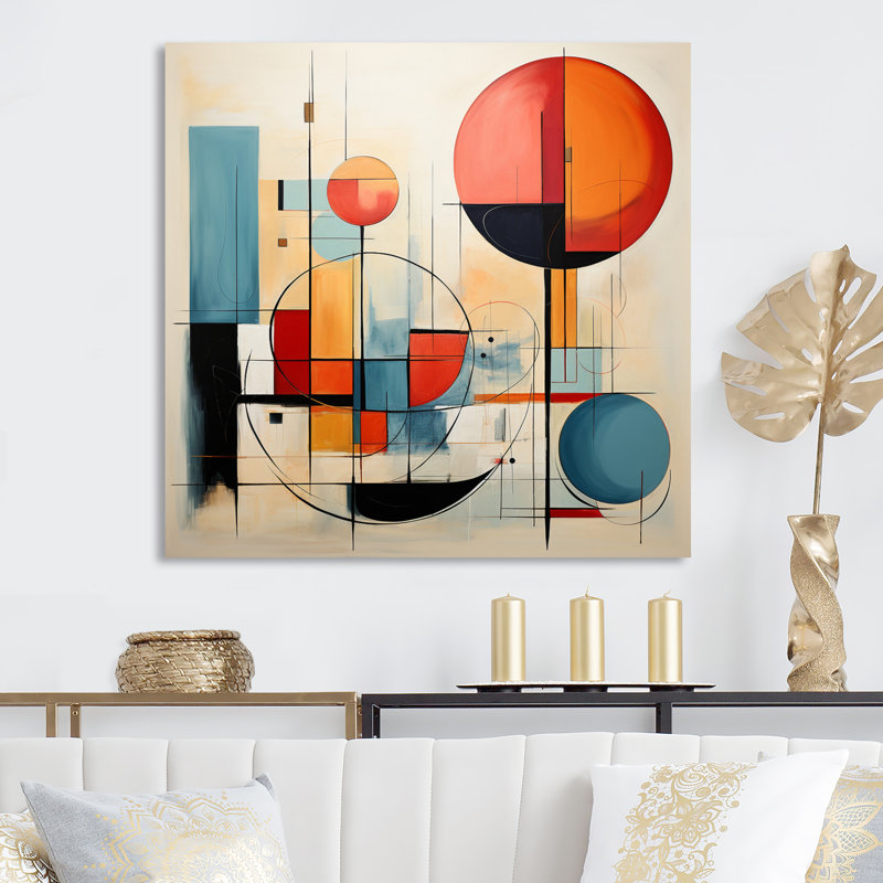 Coloré Mid Century Dynamic Duality II - impression, H 24 po x l 24 po x P 1 po, Toile tendue