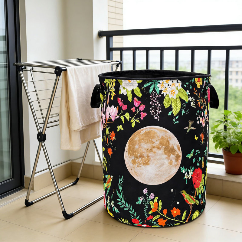 Panier à linge pliable avec poignées, panier à linge floral Oxford pour le rangement des vêtements, organisateur de jouets, fourre-tout polyvalent pour la salle de bain, la chambre à coucher et la salle de lavage