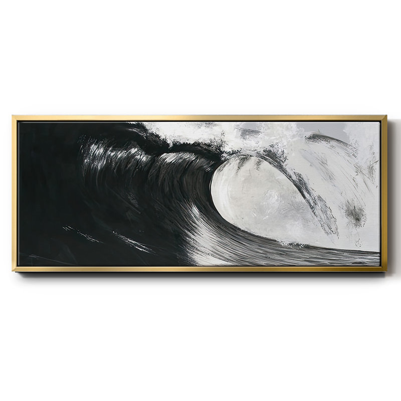 Black & White Waves III - Toile avec cadre, H 20 po x l 50 po