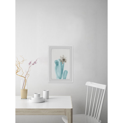 White Cactus Bloom by Julia Posokhova - Single Picture Frame Painting