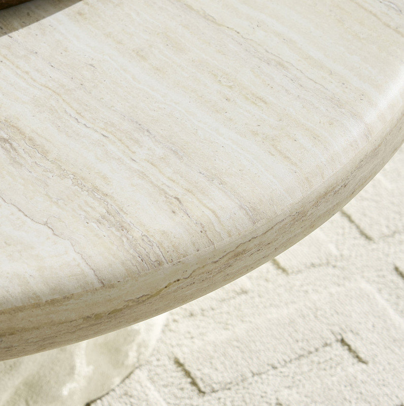 Table basse centrale en fibre de verre 35,04 po pour le salon, devant en imitation pierre du canapé, table basse au design moderne pour bureau, appartement, sans assemblage