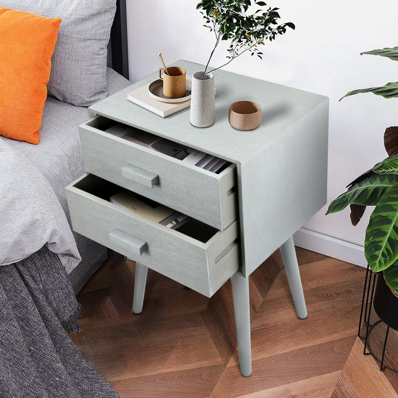 Basharat 15.75'' W Nightstand, Slate Gray