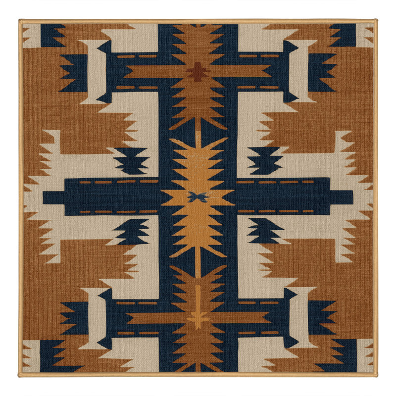  Tapis lavable Apache Crosses Southwestern, Carré 6 pi