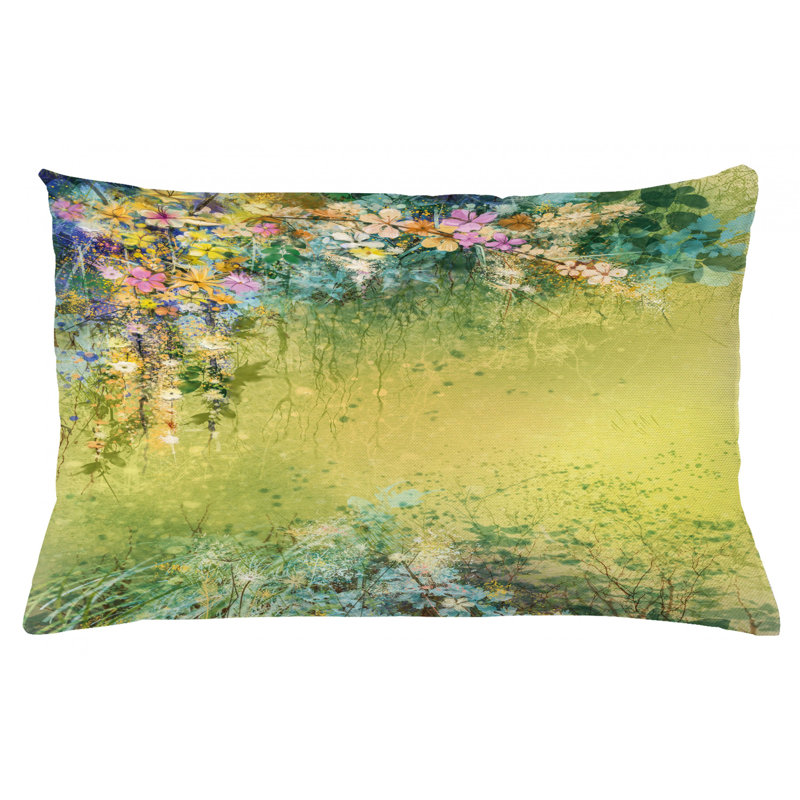 Housse de coussin lombaire intérieur/extérieur fleur, 16 po x 26 po