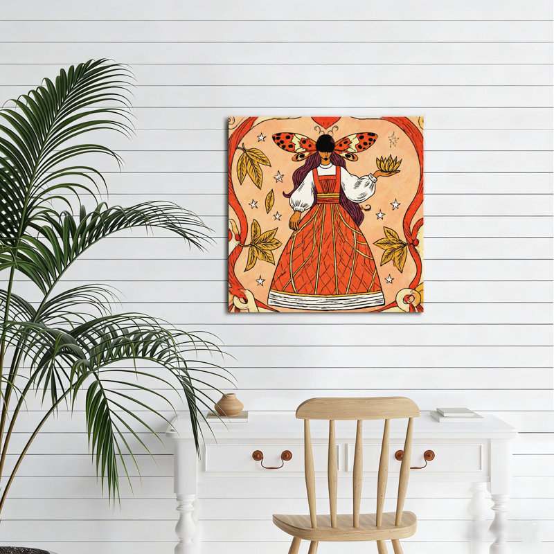 Lapin ailé sur lune, cadre en bois encastré, art mural, 16 x 16