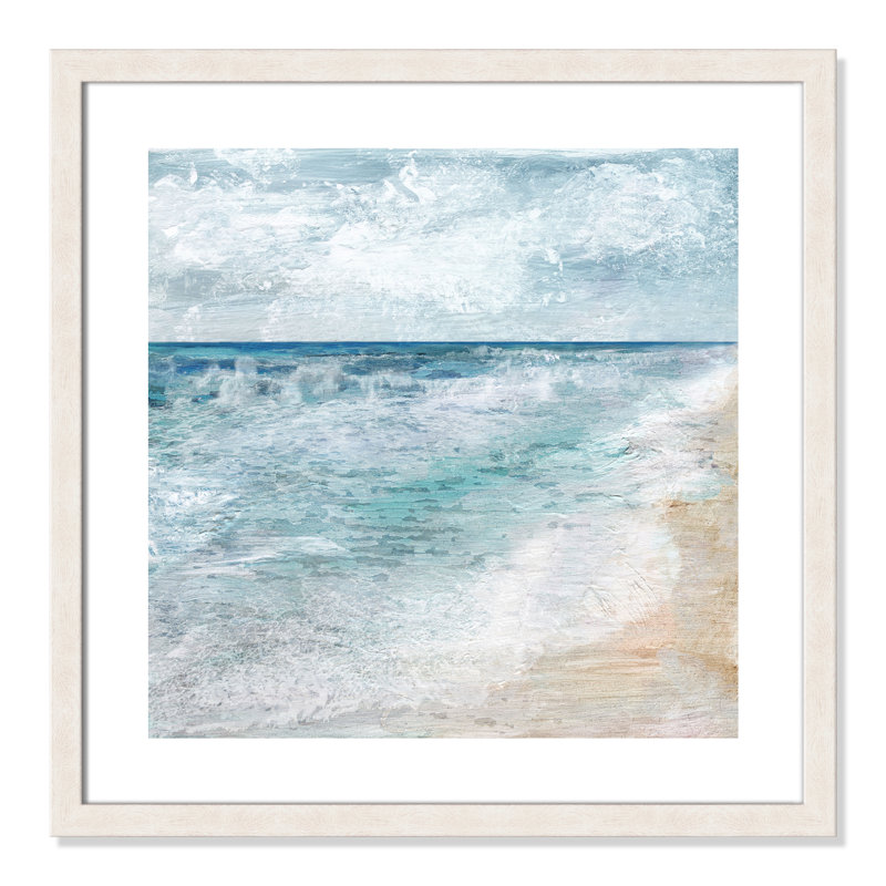 Basel Shore Walk - Picture Frame Painting, White Woodgrain, 24" H x 24" W x 1.13" D