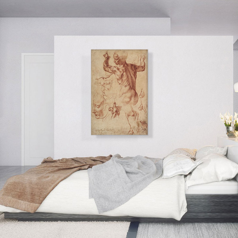 Études pour la Sibylle libyenne 1511 par Michelangelo - reproduction d'art sur toile tendue, H 40 po x l 26 po x P 0,75 po