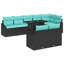  Ensemble de canapé de jardin 9 pièces noir et turquoise 100 x 55 x 73 cm