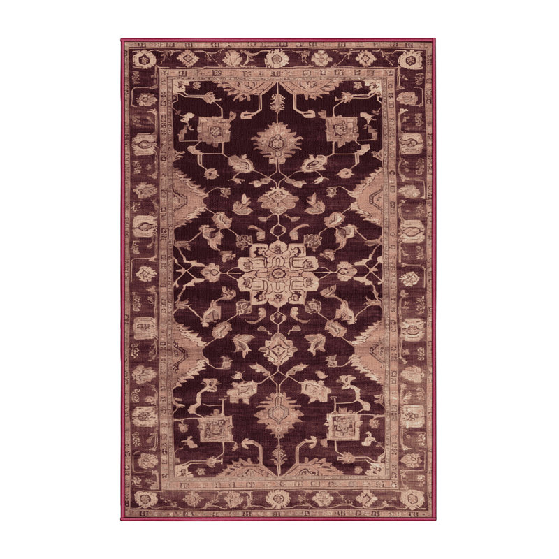 Tapis rouge lavé à la machine, Rectangulaire 2 pi x 3 pi