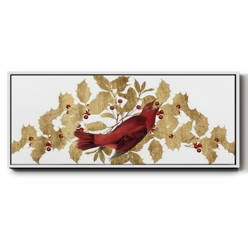 Red Bird Christmas Collection D- Framed Canvas