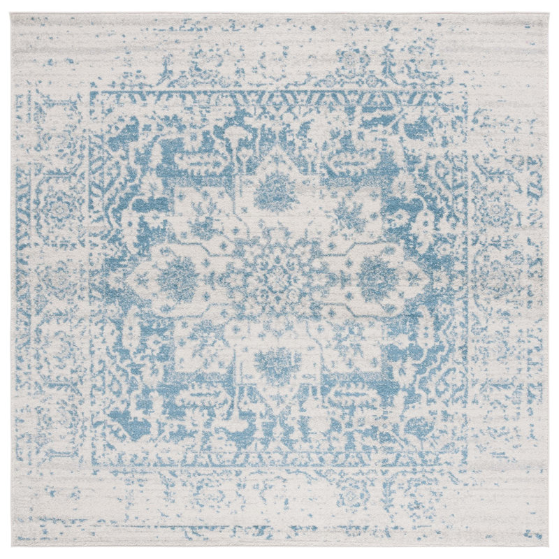 Christa Teal/Ivory Rug, Square 6'7"