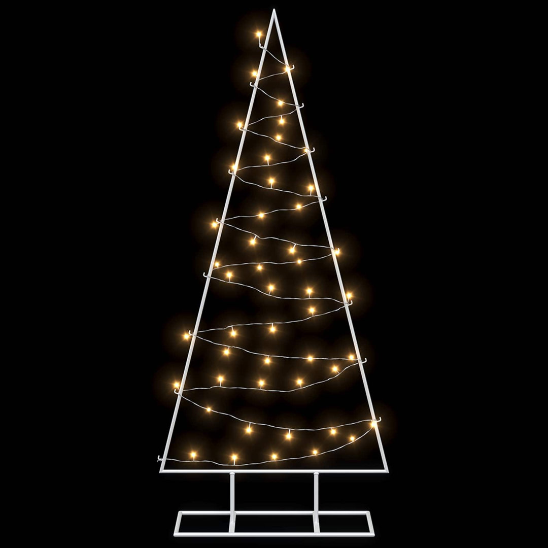 Homemania Metal Christmas Tree KUOPIO 125 cm with Integrated Warm White LED Lights, White Powder-Coated Steel Decoration - Image 3