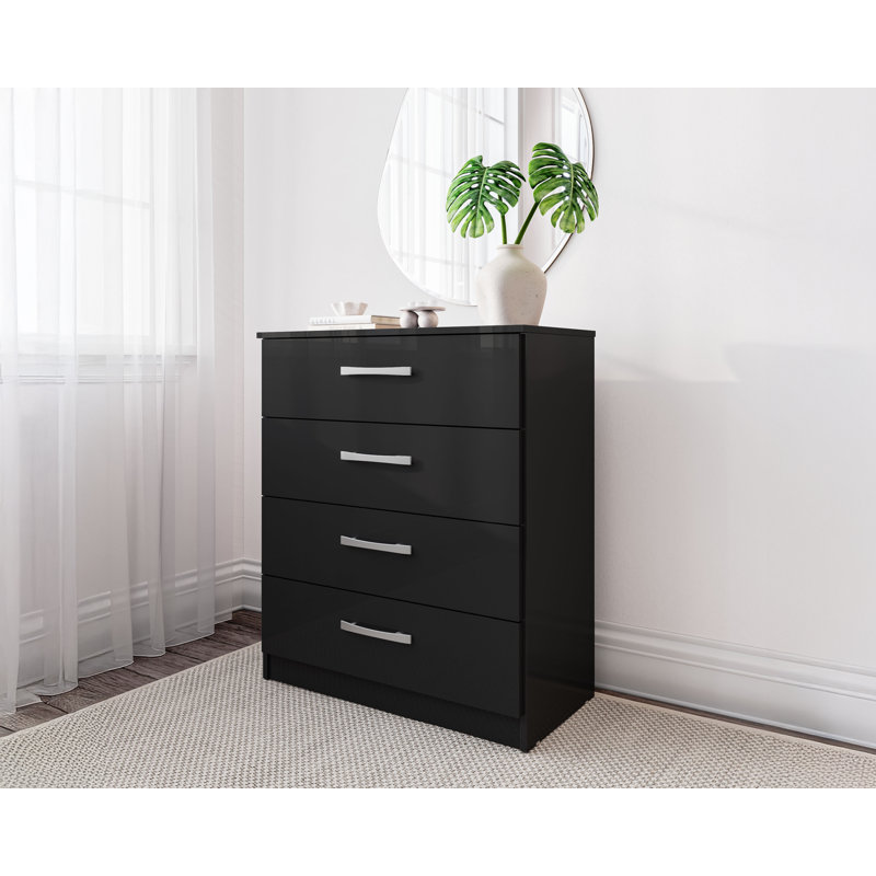 Marquitta 4 Drawer 76.6Cm W Dresser, Black
